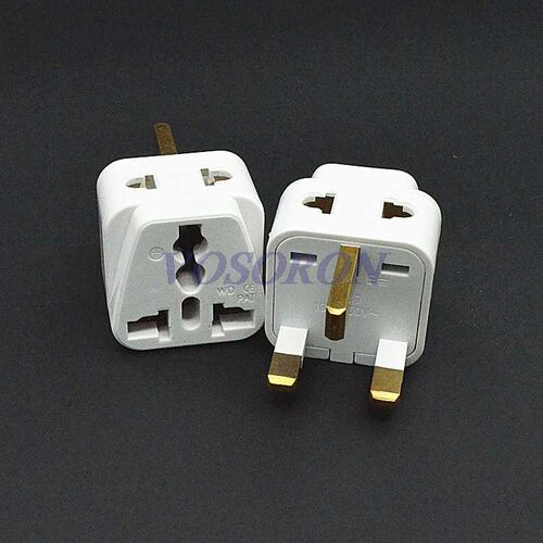White 1pcs Universal 3 Pin AC Power Plug Adaptor Connector T