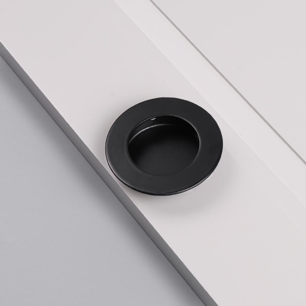 Matte black Cabinet Handles and knobs Recessed Flush Furnitu