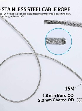 SGYM 56PCS/Set 30 Meter Steel PVC Coated Flexible Wire Rope