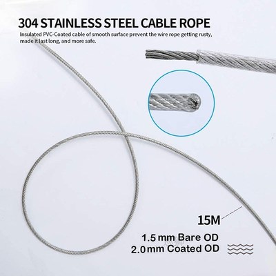 SGYM 56PCS/Set 30 Meter Steel PVC Coated Flexible Wire Rope