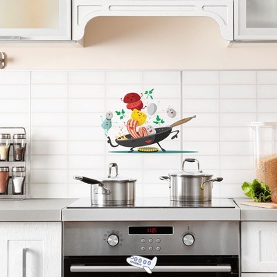 Cartoon Happy pan kitchen Wall Sticker for Kitchen fridge cu