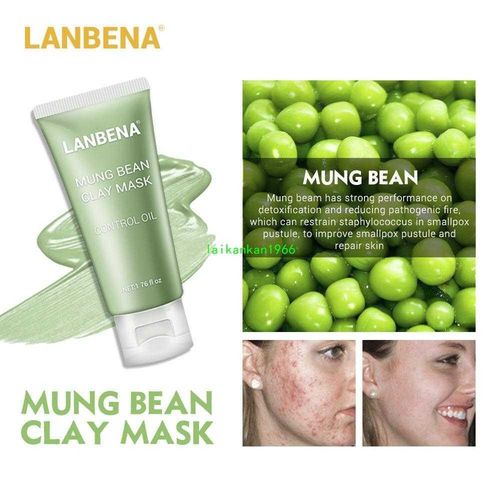 LANBENA Mung Bean Clay Face Mask+Bamboo Charcoal+Blueberry+R