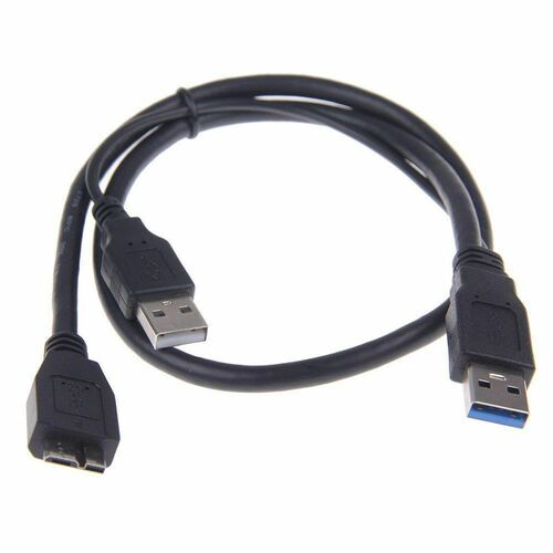 Dual USB 3.0 A Male to Micro-B Male+Male Power Supply Y Cabl