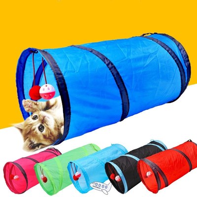 Funny Pet Cat Tunnel 2 Holes Play Tubes Balls Collapsible Cr