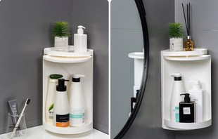 Bathroom Cabinet 360 Degree Rotating Triangle Shelf Kitchen