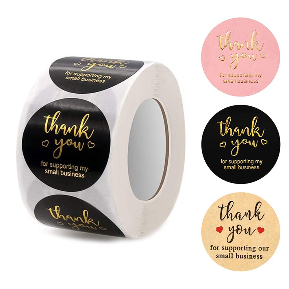 50-500pcs Round Label Hot Stamping Thank You For Supporting