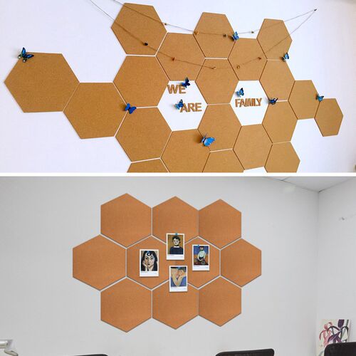 4pcs Hexagon Decoration Multifunction Drawing Cork Board Wa