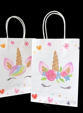 12pcs Mixed Candy Gift Bags Kraft Paper Bag Unicorn Birthday