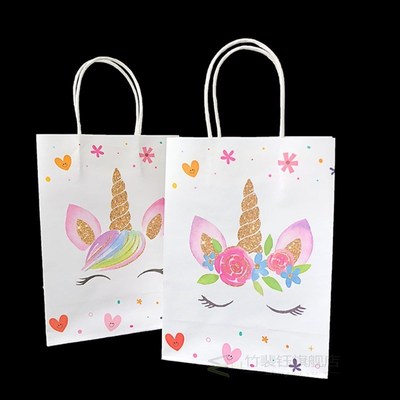 12pcs Mixed Candy Gift Bags Kraft Paper Bag Unicorn Birthday