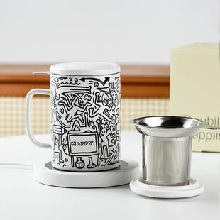 办公室茶杯泡茶神器带茶滤加热杯垫恒温垫55度水杯暖暖杯子伴手礼