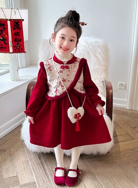 全棉纯棉女小童旗袍裙拜年服冬季2026新款国风宝宝唐装女孩冬装加