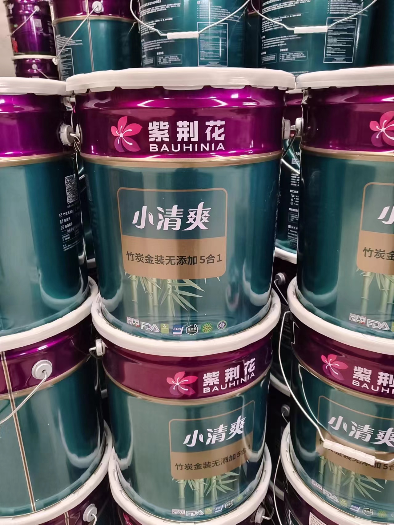 紫荆花竹炭净味五合一 家用环保内墙乳胶漆防霉防潮抗污0甲醛18升