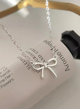 日本portney bells925银蝴蝶结项链女 甜美少女心ins轻奢温柔