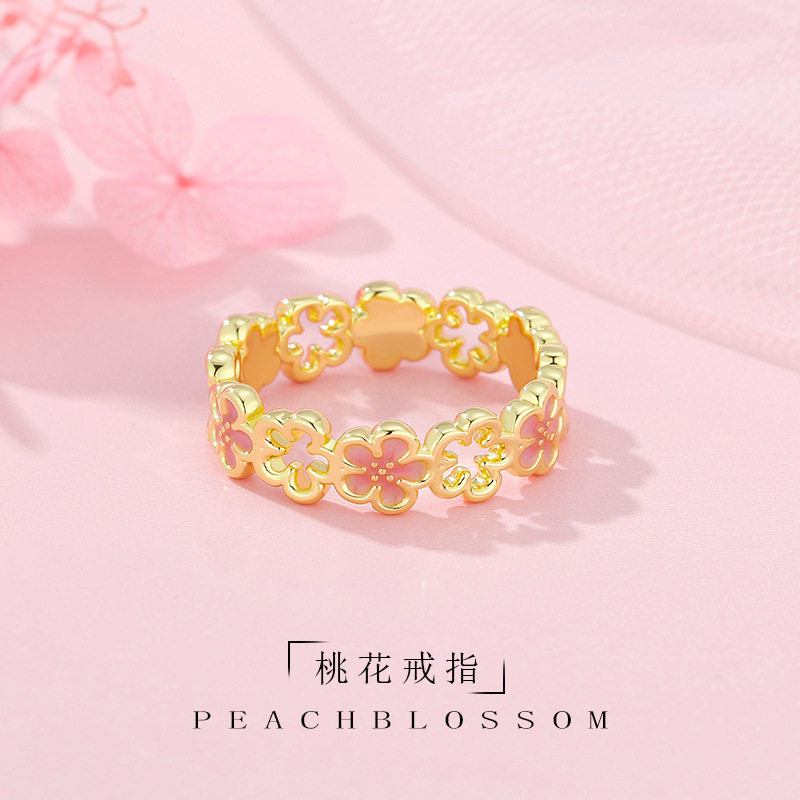 日本Portney Bell镂空樱花戒指女古风高颜值民族配饰穿搭款个性