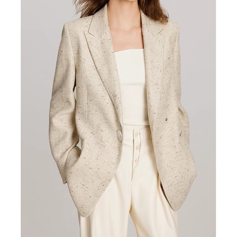 日本portney bell米白色宽松气质西装外套女春夏款高j感休闲