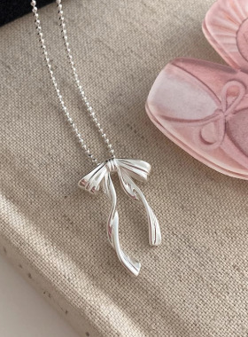 日本portney bells925银飘带蝴蝶结项链女 财阀千金ins小众轻奢