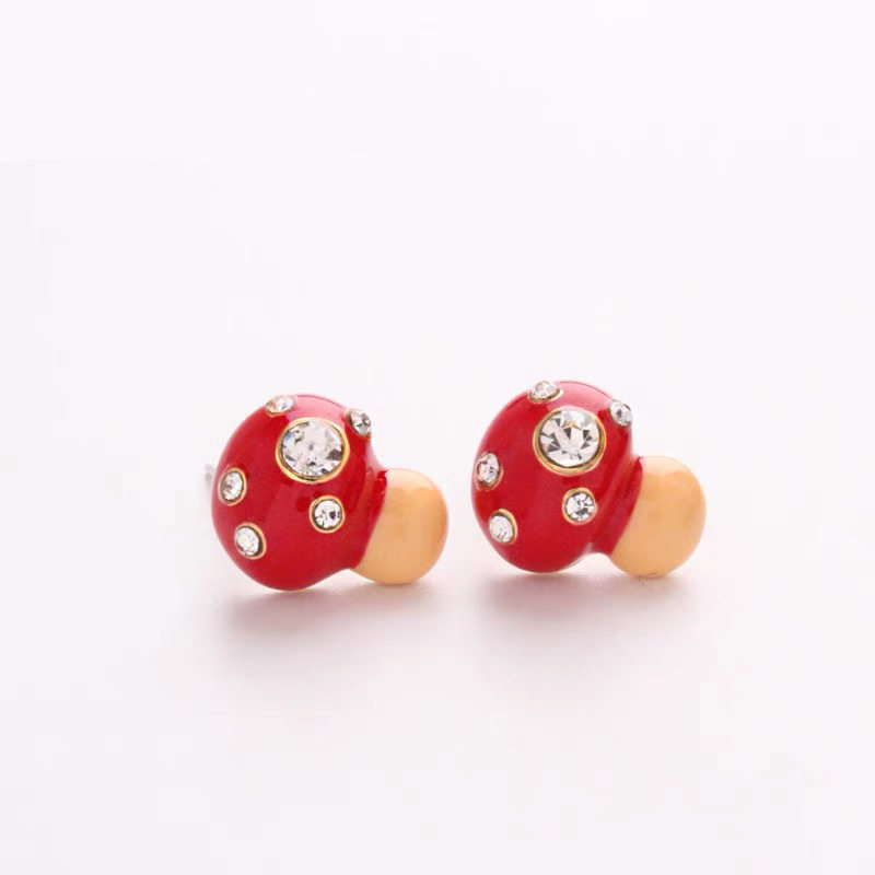 英国设计师cherry kitty欧美可爱时尚珐琅滴釉小蘑菇耳钉小巧女