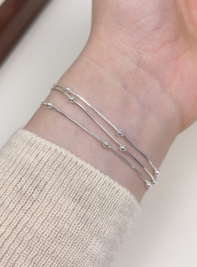 日本portney bells925银小圆珠三层蛇骨手链女ins极简风小众高级