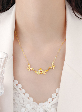 日本Portney Bell新中式复古鎏金蝴蝶吊坠项链女气质精致轻奢