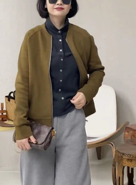 日本portney bell新款修身显瘦姜黄色长袖拉链外套休闲长裤女