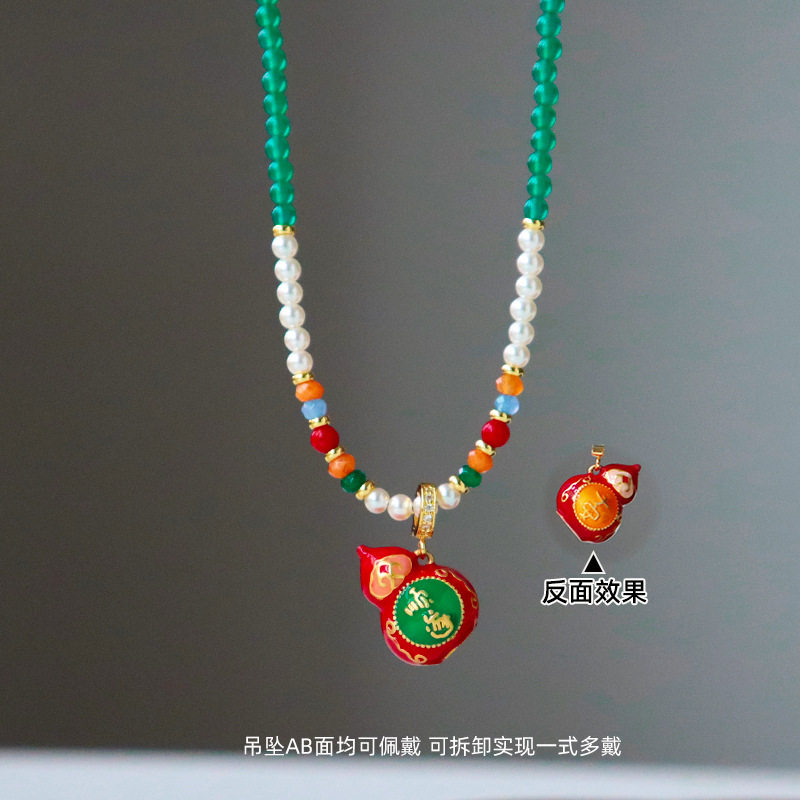 日本Portney Bell新中式复古轻奢滴油葫芦珍珠毛衣链女高级