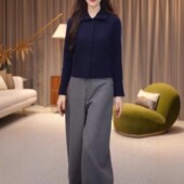 翻领色简约上衣休闲阔腿裤 日本portney 时尚 新款 女 bell秋季