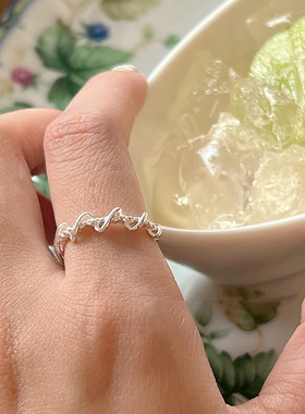 英国设计师cherry kittys925银简约曲线缠绕戒指女ins风设计线条