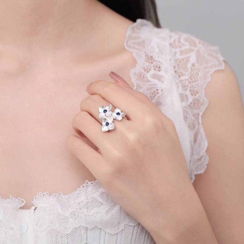 英国设计师cherry kitty925银小众设计质感绣花球戒指女新中式