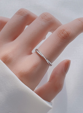 日本portney bells925银交叉线条戒指女 冷淡风ins轻奢几何简约