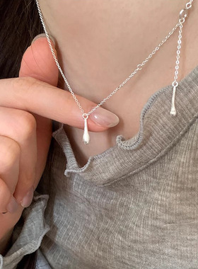 日本portney bells925银磨砂水滴项链女ins小众设计通勤简约ins