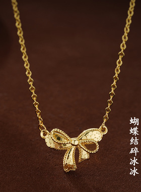 日本portney bell年新款甜美碎冰冰蝴蝶结项链女轻奢高级感小众