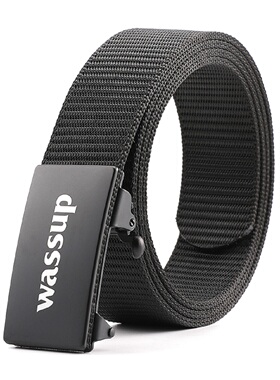 wassup仿尼龙腰带自动扣男士工装牛仔裤皮带女青年休闲新款免打孔