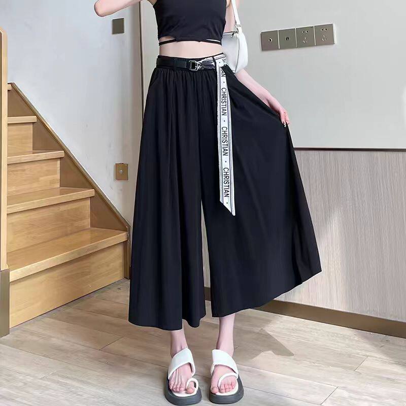 动态高裙裤女夏季薄款2025年百褶高腰小个子裤裙阔腿甩裤高腰显瘦