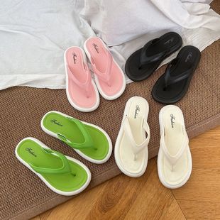 沙滩鞋 工厂直销外穿人字拖鞋 软底防滑双色夹脚夹板拖鞋 女夏季 新款