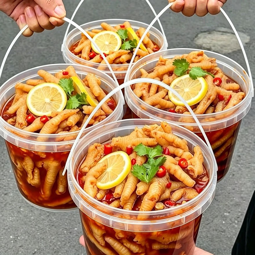 2斤2大桶】酸辣无骨鸡爪脱骨柠檬鸡脚筋网红解馋小零食卤凤爪1罐
