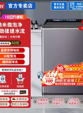 海尔全自动洗衣机10公斤XQB100-BS618直驱变频纳米微泡净手搓洗