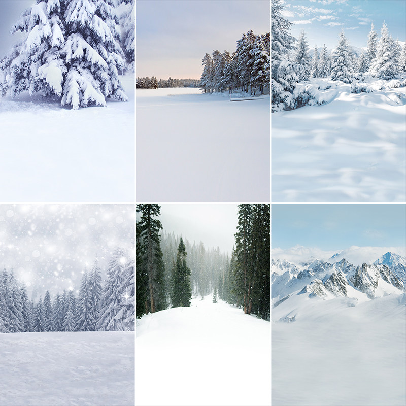 雪景油画背景布圣诞冬天写真
