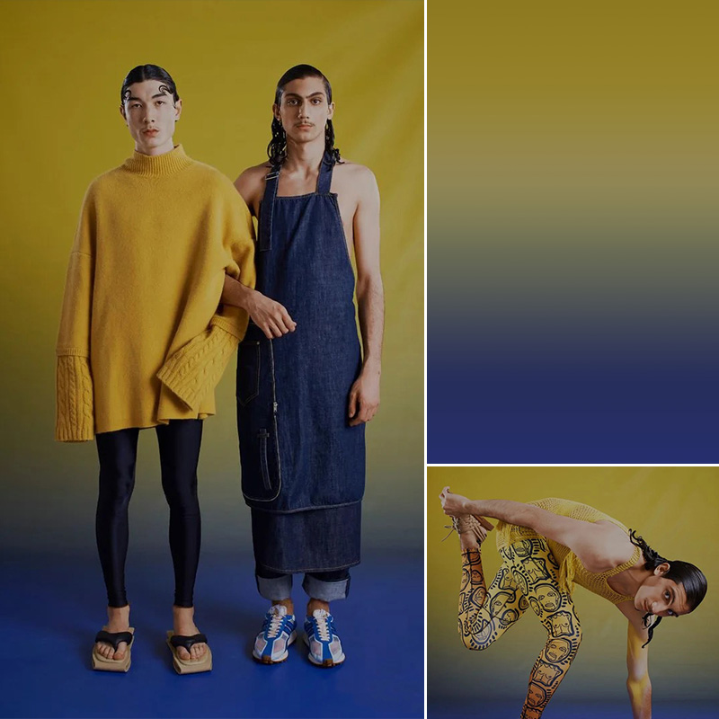 黄蓝渐变背景布高端模特写真背景布淘宝服饰广告拍摄艺术网红抖音摄影