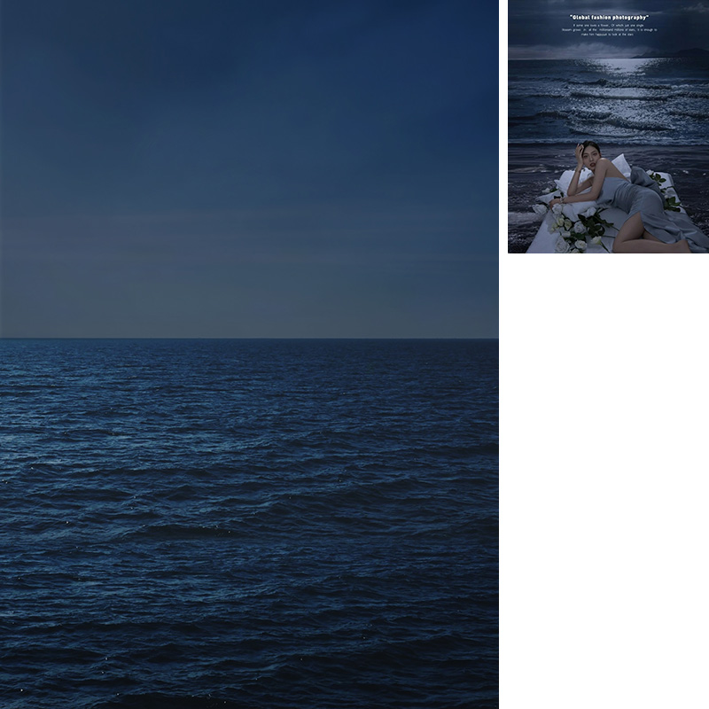 2024写真海边拍摄背景布影楼实景商业拍照淘宝服饰拍照黑色大海海背景影棚海岸拍照背景布沙滩MH-0070