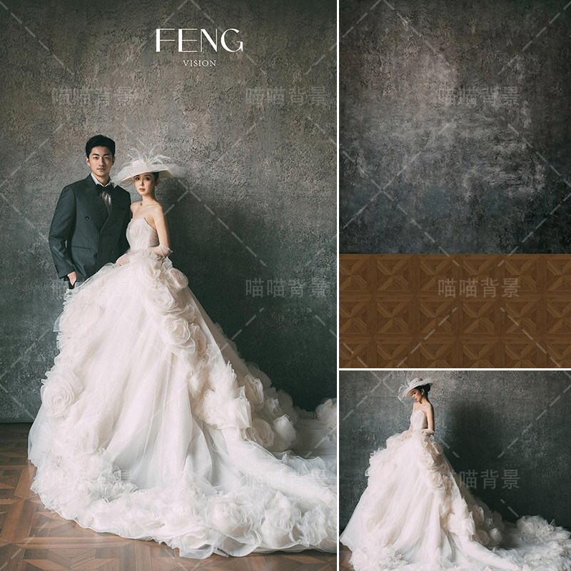 灰色油画肌理婚纱摄影写真拍照背景布写真影棚室内影楼高级感驳灰色油画摄影背景布室内主纱小众MH-4557