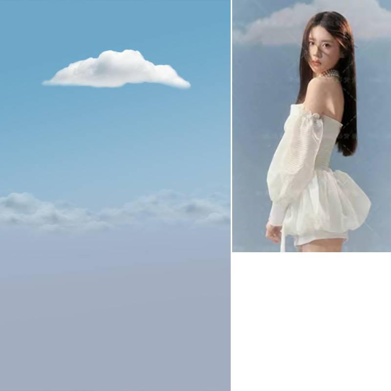 蓝天白云模特影楼婚纱摄影拍照背景布高级感喷绘少女写真天空摄影背景纸小众高级感个性创意MH-1515
