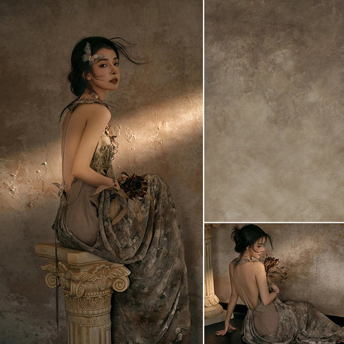 法式肌理影楼婚纱摄影少女写真背景布缪斯女神油画布背景布光影高级感影棚室内小众创意摄影背景纸MH-1550