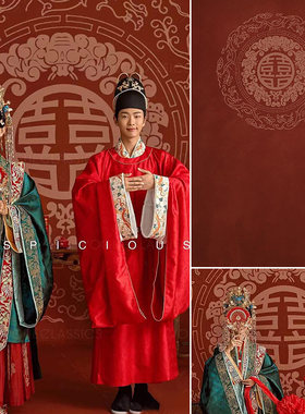 喜字喷绘婚纱照复古摄影