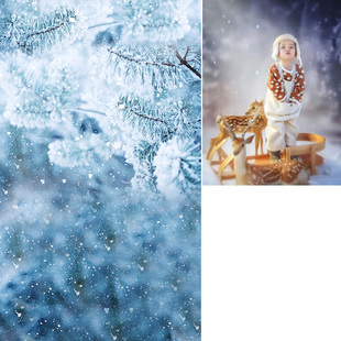 1085 雪景雪林儿童宝宝照相馆影楼婚纱摄影圣诞节喷绘写真背景雪松雪杉拍照布艺术写真帆布MH 2024年冬季 新款