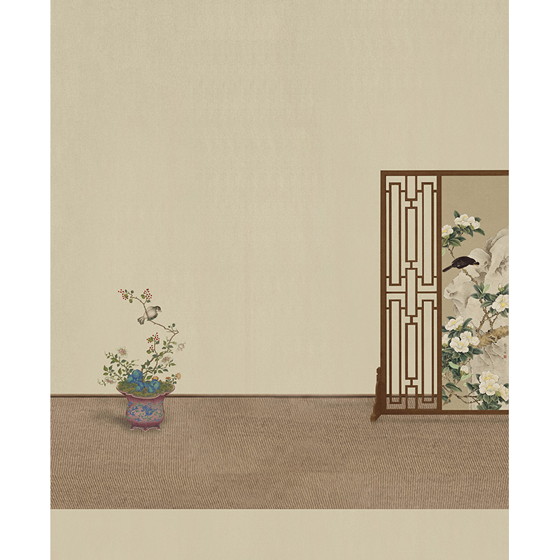 影楼古风婚纱摄影工笔画风油画布背景布摄影拍摄道具复古喷绘背景仿