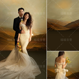 复古蕾丝鱼尾油画风婚纱照写真拍照背景布高阶审美高级感影楼室内影棚儿童肖像写真欧式 2638 人像静物拍摄H