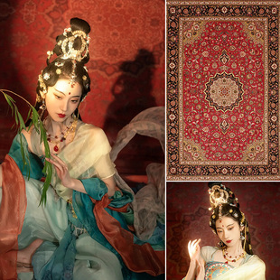敦煌飞天壁画背景布影楼婚纱摄影室内影棚藏族照相馆人像静物摄影工作室地垫地毯异域背景布MH-0961