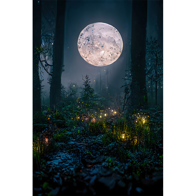 儿童观新款森林精灵影楼婚纱摄影拍照背景布月亮暗黑摄影背景纸复古风影棚室内个性创意写真背景墙MH-1552