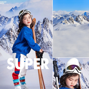 2024儿童冬天雪地实景摄影背景布室内拍照背景纸冬季 0358 雪景室外摄影背景布可爱大山艺术商业复古系列MH