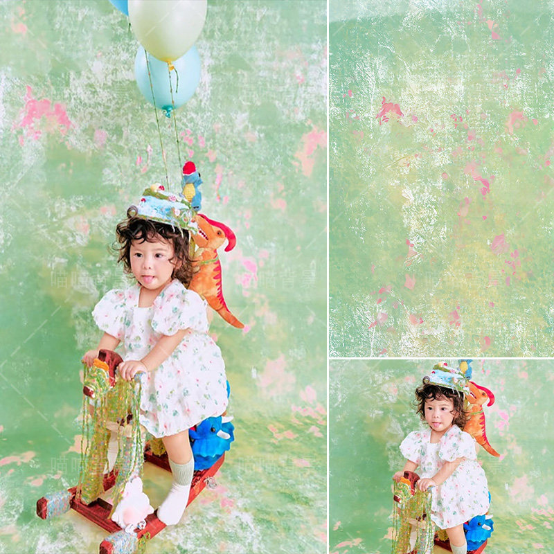 绿色肌理儿童摄影油画写真背景布新款拍照背景布图鸦复古油画影楼绿色拍照背景纸影棚室内2026年新款MH-3519,3C数码配件,背景布类,淘宝优惠券,粉丝福利购,淘宝优惠卷